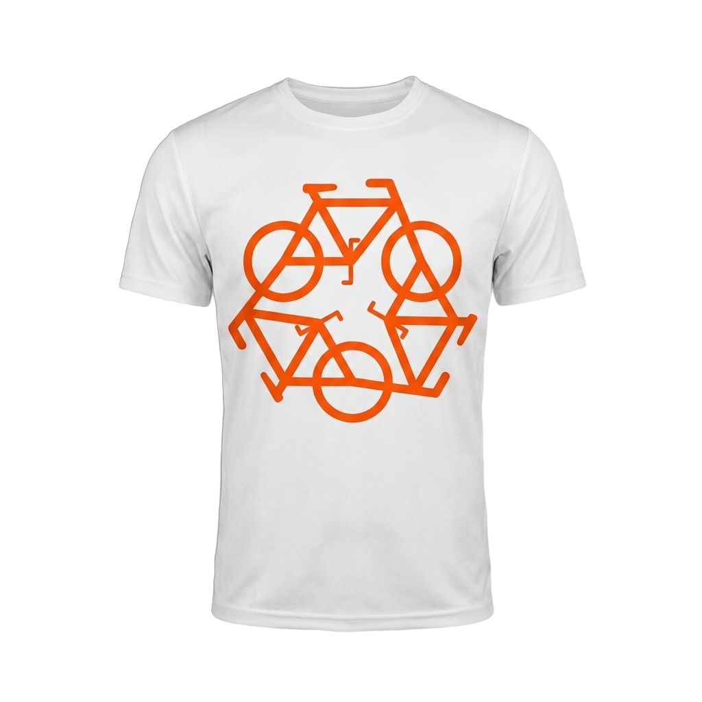 White performance tee printed with the Cycle-Tri logo