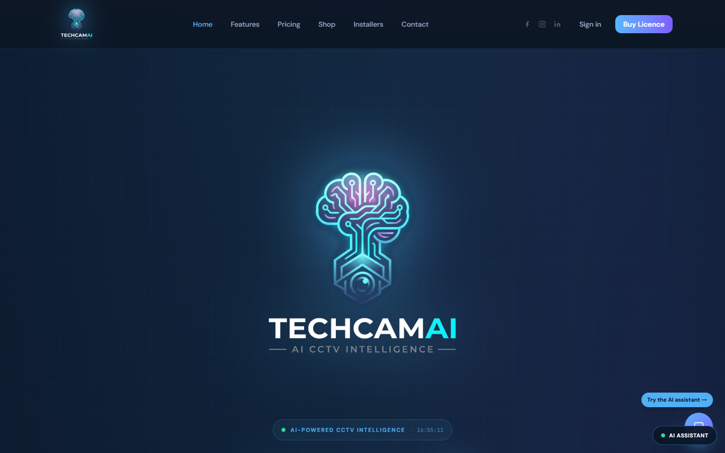 The TechCamAI website