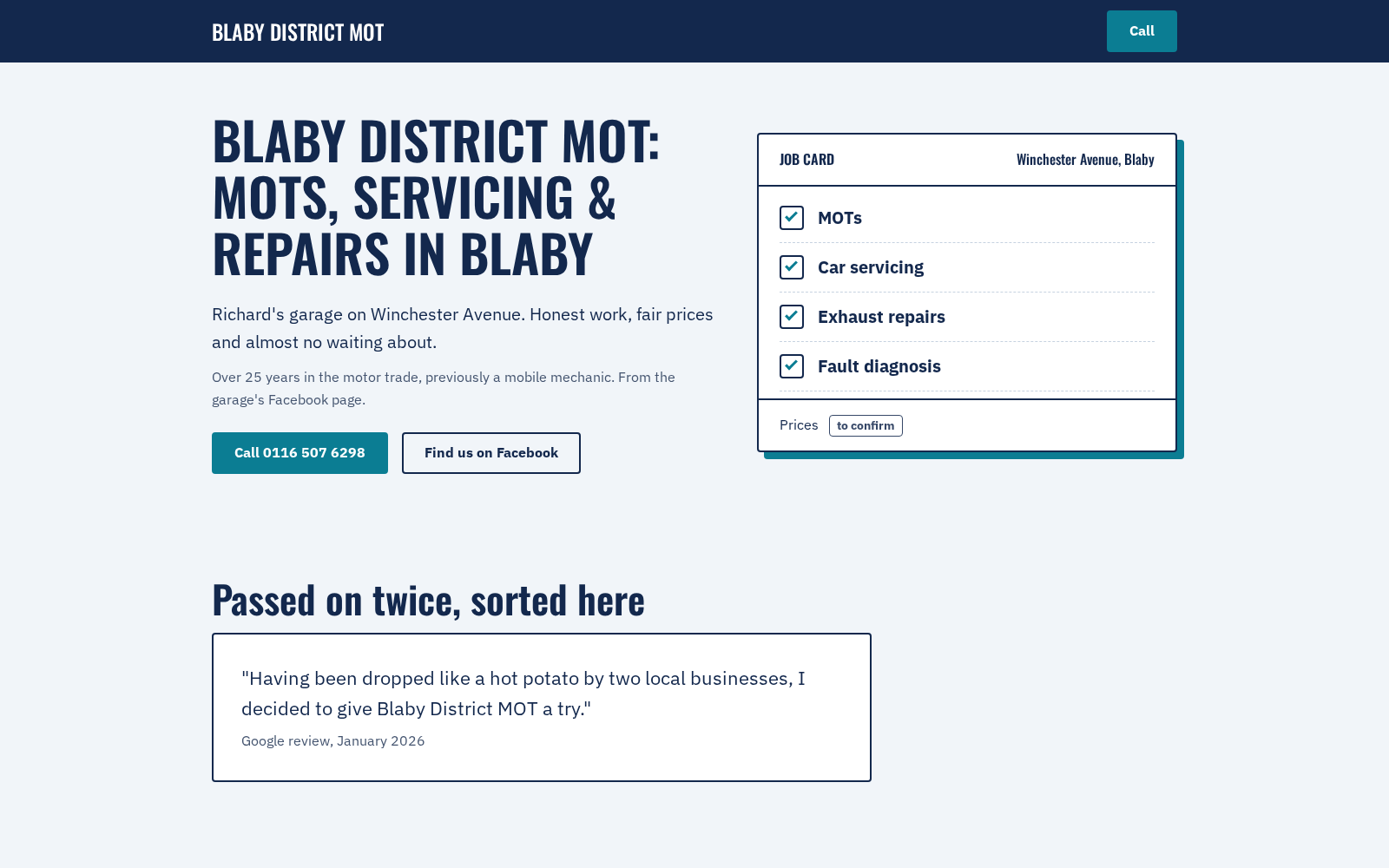 Blaby District MOT and Garage Services preview
